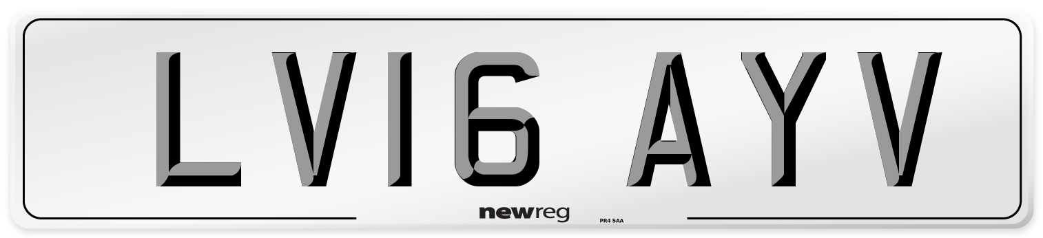 LV16 AYV Number Plate from New Reg